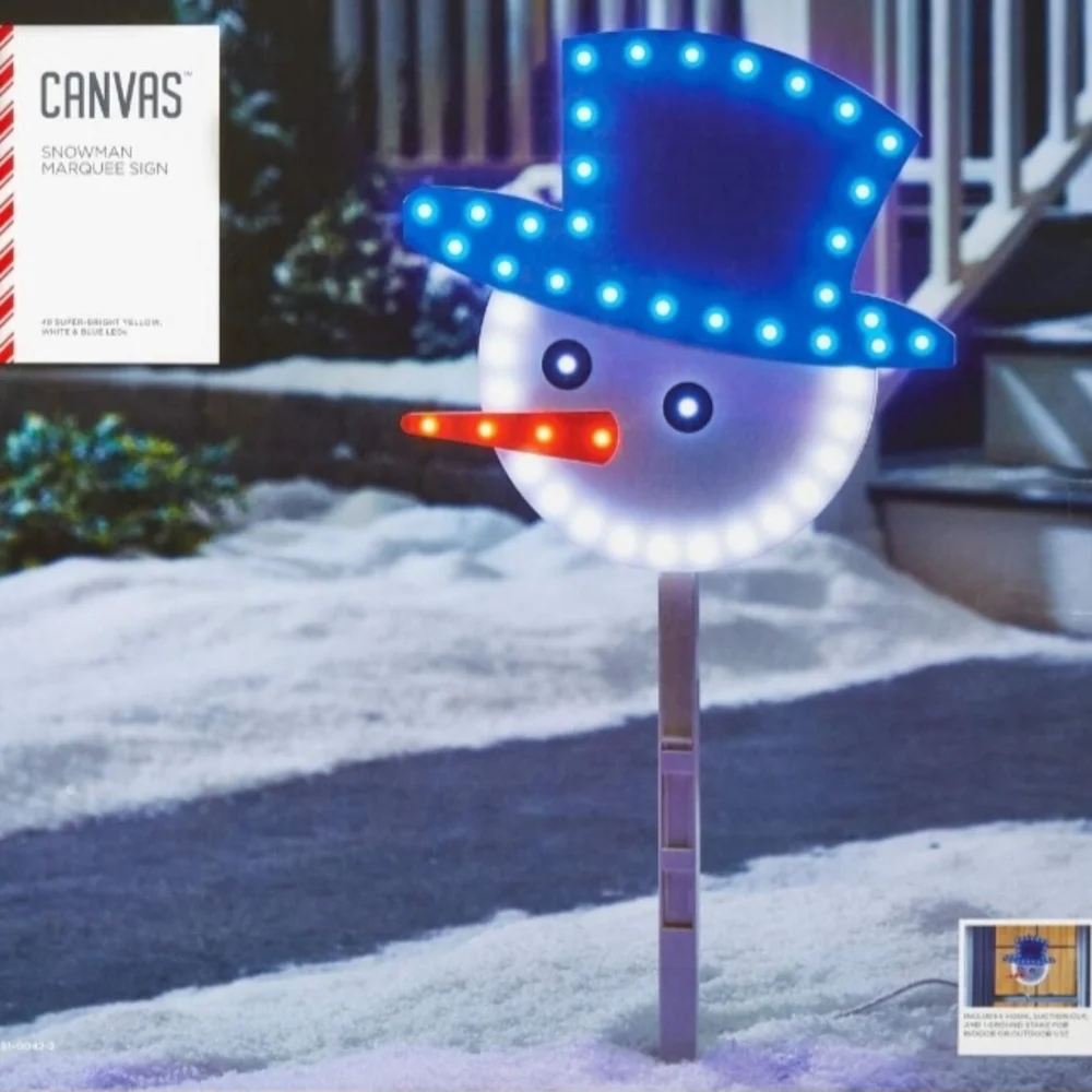 Festive LED Snowman Light with Blue Hat